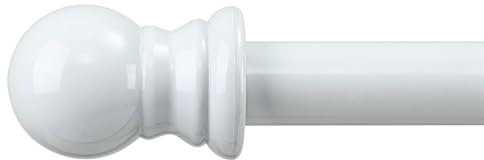 Bastone Tenda Bianco, Bastone per Tende 76-145cm, Bastoni per Tende Allungabile con Estremità Sferiche in Acciaio Inox per Camera da Letto, Soggiorno