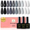 Yueshop 10PCS Black White Gel Nail Polish Set,Silver Grey Gliter Black Grey White Series Gel Nail Polish, Soak Off UV gel nail Varnish Manicure Kit For Women Beauty, 8ml