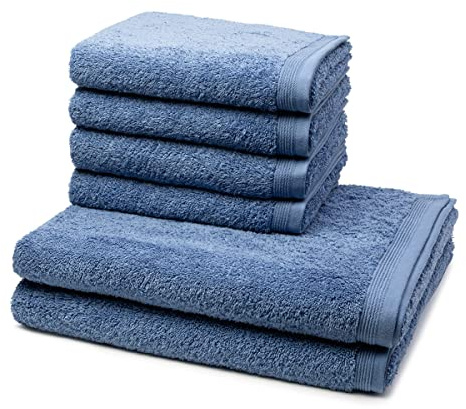 Möve - 6 teiliges Frottier-Set - Superwuschel (4 X Handtuch 2 X Duschtuch im Set) - 520 g/m2 - Baumwolle - Walkfrottee - saugstark - weich und flauschig - Cornflower