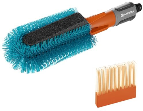 Gardena Cleansystem Fahrrad Bürsten-Set: Reinigungsbürste zum Säubern von Fahrrädern, Anhängern oder Kinderwagen, inkl. austauschbarem Schwamm (18865-34)