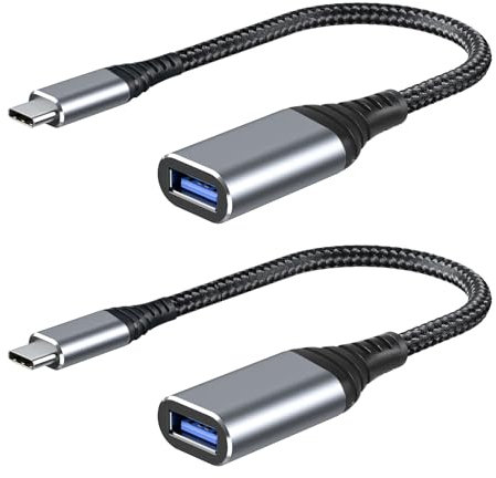 ROTOPATA USB C to USB Adapter, 2 Pack Type C Male to USB 3.0 Female OTG Cable Converter, 5 Gbps High Speed, USB Adapter Compatible with MacBook/Air/Pro, Samsung Galaxy, Grey