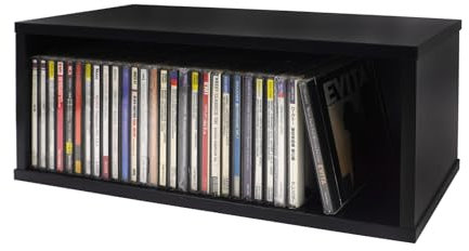 SdroceRyaM CD-Aufbewahrungsregal - Holz-Medien-Display für CDs, Videospiele, Bücher - 15,67 x 6,77 x 6,38 Zoll - Lagerung und Organisation (Black)