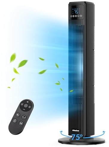 Abolee Tower Fan for Bedroom, Quiet Floor Fan with Remote, 90° Oscillating Fans with 4 Speeds, 4 Modes, 27ft/s Velocity, 12H Timer, 2024 New Standing Fans for Home, for Indoor Bedroom Office Black