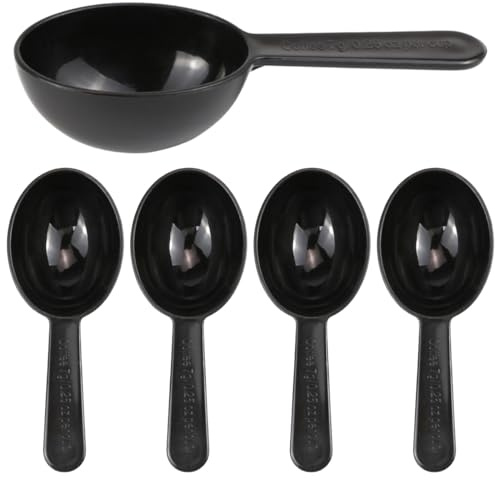FERCAISH 5 Stück Kunststoff Messlöffel Kaffeelöffel Portionierer Wiederverwendbar Messlöffel Set Milchpulver Dosierlöffel Maßlöffel Für Kaffeebohnen,Tee,Proteinpulver(Schwarz)