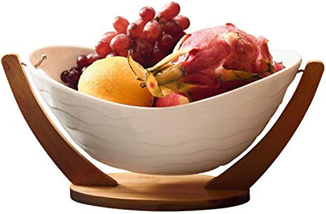XXAezr Fruit Bowl Salat -Servierschale, Obstschale, weiße Keramikschale zum Servieren von Salat, Suppe, Nudeln, Fruchtfutter -Server -Anzeigeplatte Obstschalen(L)