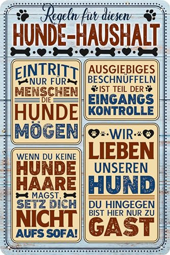 30 x 20 cm – Wetterfestes Hundeschild, Hunde Deko Schild, Lustiger Spruch für Hundebesitzer (Hundehaushalt)