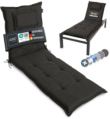 LILENO HOME Sonnenliege Auflage als [1er Set - Rollliege] in Anthrazit Y | Gartenliegen Auflage perfekt für Strandliege - Polster Auflage für Gartenliege (188x60x8cm) MAR