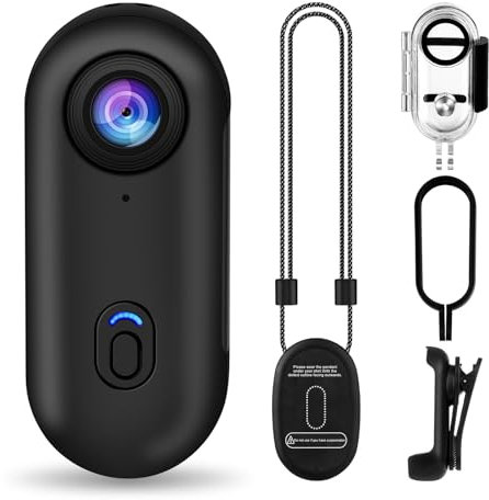 i3 4K Caméra d’action à ventouse, taille minuscule, montage universel, petite caméra corporelle avec clip à ressort, caméra vlogging portable, prise POV mains libres, caméra de casque pour vélo, moto