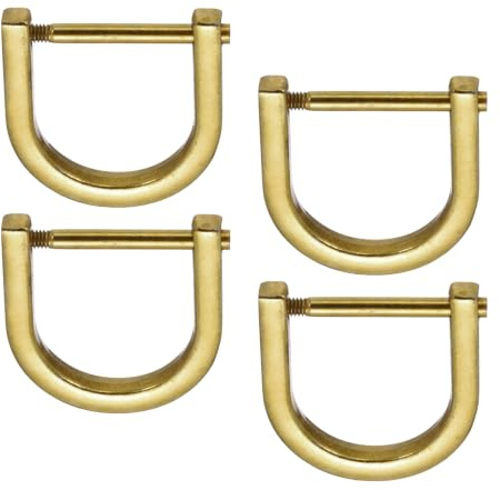 PATIKIL 4 Stück 2.7x2.8cm Schäkel D Form 13/16 Schraubenverschluss, Hufeisen U-Form D-Ring Zinklegierung Halbkreis Schnallen Ersatz für Tasche Schlüsselanhänger Kragen Zubehör, Gold