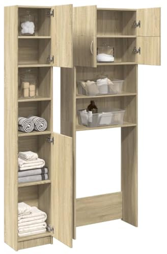Lauuoeriau Möbelartikel Home Badmöbel-Set 2-tlg Sonoma Eiche Holz-Möbel