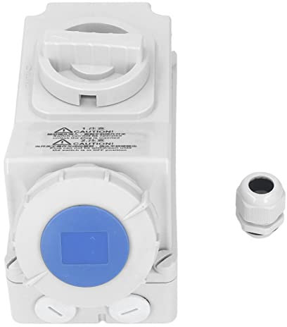 Presa Impermeabile Esterno 32A 3 Pin IP67 Presa Interruttore di Interblocco Industriale 2P E Antipolvere Impermeabile 220‑250 V con 3 Parole Chiave per Uso Esterno