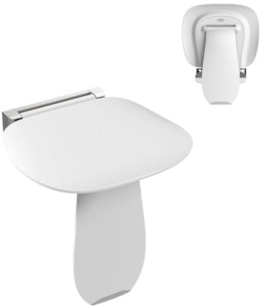 Heuffe Klappbarer Duschsitz Wandmontage mit Bein für Senioren,Schwerlast 200kg Faltbarer Duschhocker mit Anti-Rutsch Oberfläche, Weiß