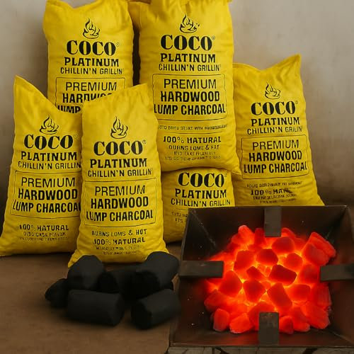 Coco Platinum Charbon de bois dur de qualité supérieure – Carburant pour barbecue 100 % naturel pour griller 20,4 kg