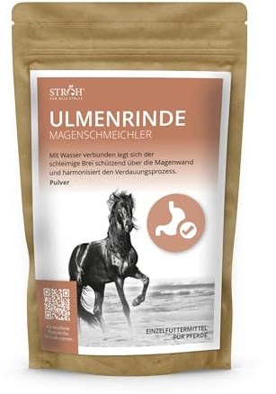 STRÖH Ulmenrinde Pulver für Pferde (300g) • Natürliche Unterstützung für Magen und Darm • Fein gemahlen • Magenschmeichler Pferd • Zusatzfutter Pferde • Naturprodukt+C11:E11