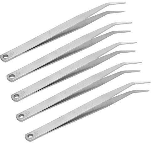 5 Pezzi Pinzette in Acciaio Inossidabile Pinzette da Cucire, Leggero per Artigianato, Elettronica, Saldatura, Lavoro Sperimentale, Gioielli