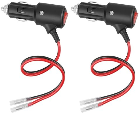 Dongge 2 Stück Zigarettenanzünderstecker mit Schalter Verlängerungskabel 12-24v Universalstecker mit 14awg Kabel 30cm 20A für DC Stromanschluss in Autos Booten etc. (2)