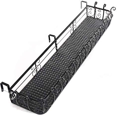 Fioriera in ferro battuto in stile europeo per ringhiera da balcone, per interni ed esterni, 100 x 29 x 16 cm, elegante decorazione da giardino