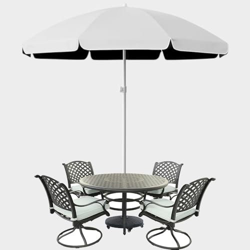 Parasol de terrasse d'extérieur 2,4 m, parasol de marché à 8 baleines – Parasol léger et pliable pour balcon, plage, piscine, auvent de jardin blanc pour terrasse et terrasse