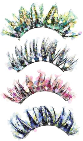 Healeved 4 Pestañas Postizas Extensiones de Pestañas de Color Brillantes y Naturales Artificial Ligera y Reutilizable para Diario y