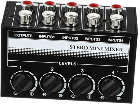 LOLIPPYY Mini Mixer Audio Stereo Portatile con Potenziometri Indipendenti Mixer Passivo Senza Alimentazione per Bar Club e Piccoli Palchi Controllo Volume Separato
