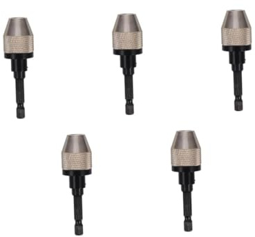 DIYEAH 5 Piezas Mandril de Taladro Autoajustable con Vástago Hexagonal Adaptador Rápido sin Llave de Mandíbulas para Atornillador de Mini Portabrocas Resistente y Versátil para Tareas de