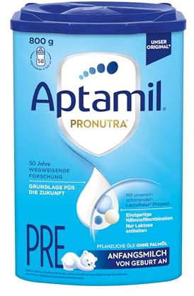 Aptamil Pronutra PRE – Anfangsmilch von Geburt an, Mit DHA, Nur Laktose, Ohne Palmöl, Babynahrung, Milchpulver, 1x 800 g (Packung mit 6)