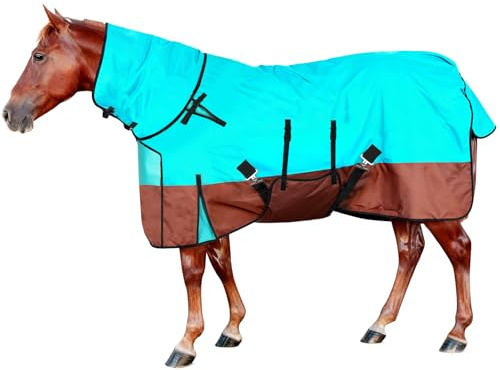 NVAAV 600D Winter Waterproof Poly Horse Blanket Belly Wrap (78-Inch) with Adjustable Neck Cover (No Filling), Tail Windproof Cover, Suitable for Barns, Stables, Pastures and Enclosures
