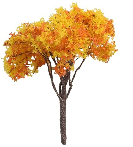 babominimer Lot de 10 plantes miniatures Sakura pour accessoires de jardin féérique et décoration de maison de poupée, pour arbres miniatures en fleurs de cerisier de 6,5 cm (arbre doré)