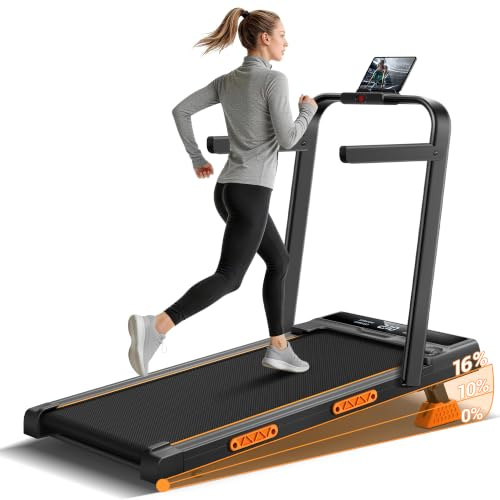 LONTEK Elektrisches Laufbänder mit Griff Klappbares 10km/h | 16% Laufband für Zuhause Klappbar mit Steigung, 3.0HP Treadmill Walking Pad for Home, Belastung 159KG