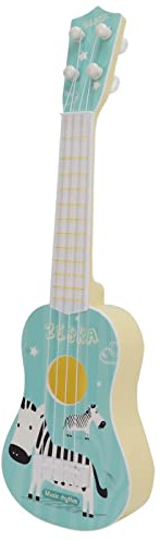Nosqew Giocattolo per chitarra per bambini con 4 corde, strumento musicale per bambini, principianti, divertente, regalo educativo, sicuro, durevole, leggero (blu)