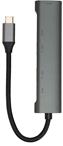 FAUOSWUK Adaptador Multipuerto USB C Hub 5 en 1, Estación de Acoplamiento Tipo C con Carga PD USB3.0 5Gbps 3,5mm Jack, para Viajes de Negocios, Oficina y Hogar