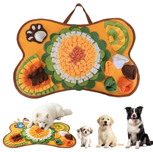 Schnüffelteppich Hund, Waschbare Schnüffelmatte 64x43cm als Langsamfresser und Intelligenzspielzeug, Interaktive Trainingsmatte Futtermatte für Welpen kleine mittlere und große Hunde (Knochenförmig)