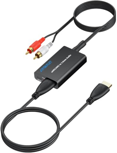 AUTOUTLET Estrattore Audio eARC ARC HDMI a 3,5 mm,Convertitore Audio,192kHz | Adattatore HDMI ARC a 3,5 mm PCM 2.0,con Cavo HDMI, per HDTV,Altoparlanti Attivi e Amplificatori