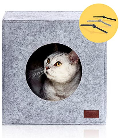 PiuPet® Katzenhöhle inkl. Kissen I Passend für z.B. IKEA® Kallax & Expedit Regal I Kuschelhöhle Katze I Katzenhaus I Katzenkörbchen Katzen Höhle | Katzenbett Höhle | Katzenzelt
