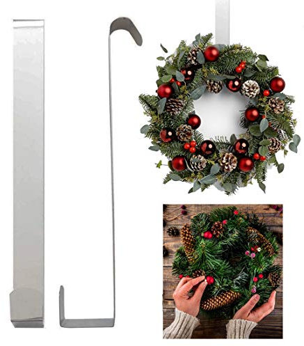 QYEW Door Wreath Hanger Hook - Strong Metal Over The Door Hook 28cm for Every Day Use and for Christmas | Perfect for Hanging Clothes, Bags, Scarves and Christmas Wreath