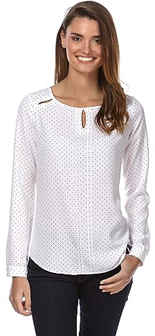 Vincenzo Boretti Blusa, Corte Recto, Cuello Barco Blanco/Azul Oscuro L