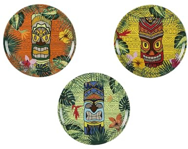 Excelsa Tiki Lot de 6 assiettes à pizza en porcelaine