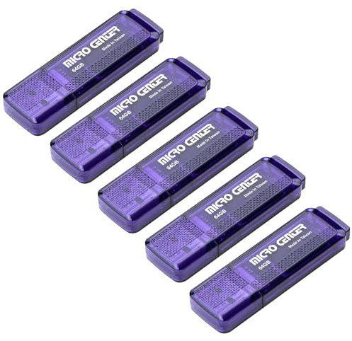 Micro Center SuperSpeed 5 Pack 64GB USB 3.0 Flash Drive Gum Size Memory Stick Thumb Drive Data Storage Jump Drive (64G 5-Pack)