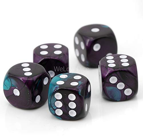W6 Würfel türkis lila/weiß - Made in Germany! - 5Stk