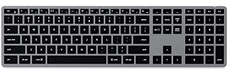 Satechi Slim X3 Wireless Keyboard, Bluetooth Backlit Keyboard with Numeric Keypad, Multi-Device for MacBook Air & Pro M4 M3, iPad Air & Pro M4 M3, Mac Mini, iMac – Space Grey (US-QWERTY LAYOUT)