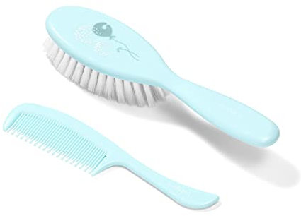 BabyOno Bürste und Kamm für Kinder und Säuglinge, superweiche Borsten, Blau