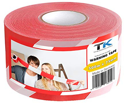 TK THERMALKING Nastro segnaletico bianco rosso da cantiere - Ideale per segnalare zone di pericolo - Nastro da recinzione non adesivo (500 m Nastro segnaletico)