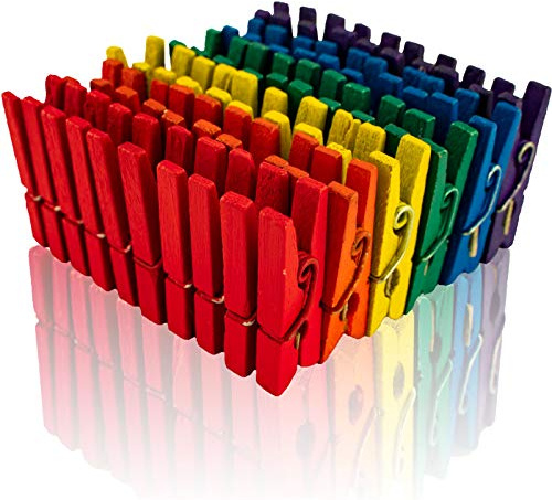 Holz Wäscheklammern A52125100 - Pince pour Serviette - Bois de Bouleau - Assortiment de Couleurs - 25 mm - 100 pièces