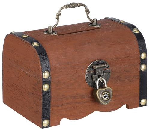 Spardose Schlüssel Schatzkiste Schatztruhe Klein Box Vintage Holz Kleine Schatzkisten Schloss Truhe Aufbewahrung und Dekoration Kindergeburtstag Schatzsuche