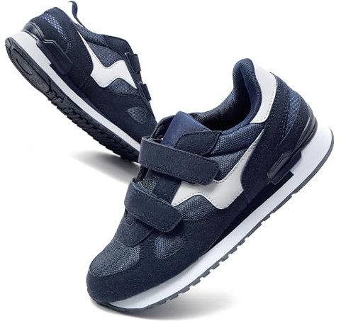 JOMIX Scarpe con Strappo Uomo Comode Ginnastica Tennis Camminata Passeggio Sneakers Senza Lacci SU8138 (Blu Navy Bianco, 44)