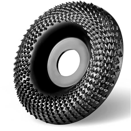 Rollbin Holz schleifscheibe für Winkelschleifer(Ø 115 mm x 22 or 16mm) Holzschnitzscheibe KettensägeScheibe,WolframcarbidHolzSchleifen,Schleifscheiben zum Formen(Schwarz)