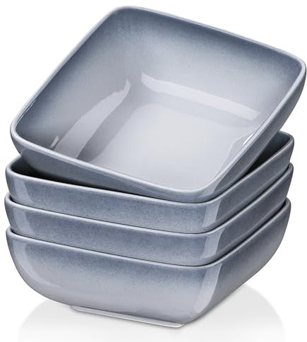 LOVECASA Lovehouse - Juego de cuencos para cereales de gres, 4 cuencos para sopa/ensalada de 800 ml para desayuno – apto para microondas – gris degradado
