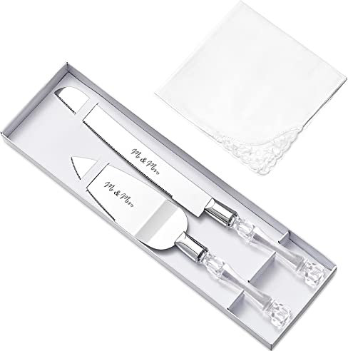 Wedding Cake Cutting-Mr and Mrs Knife & Pie Pastry Servers, Cake Cutter and Server Set Perfect for Birthday, Anniversary, Parties and Events