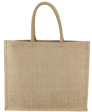 LEVIATAN EKO Jutetasche 42x36cm - 100% Jute Shopper, Laminierte Tasche, Jute Bag Natur - Robust und Groß