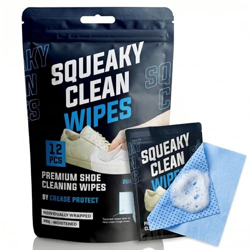 Squeaky Clean Wipes - Premium Shoe Cleaning Wipes - For All Shoe Types - By Crease Protect (24 Pieces)